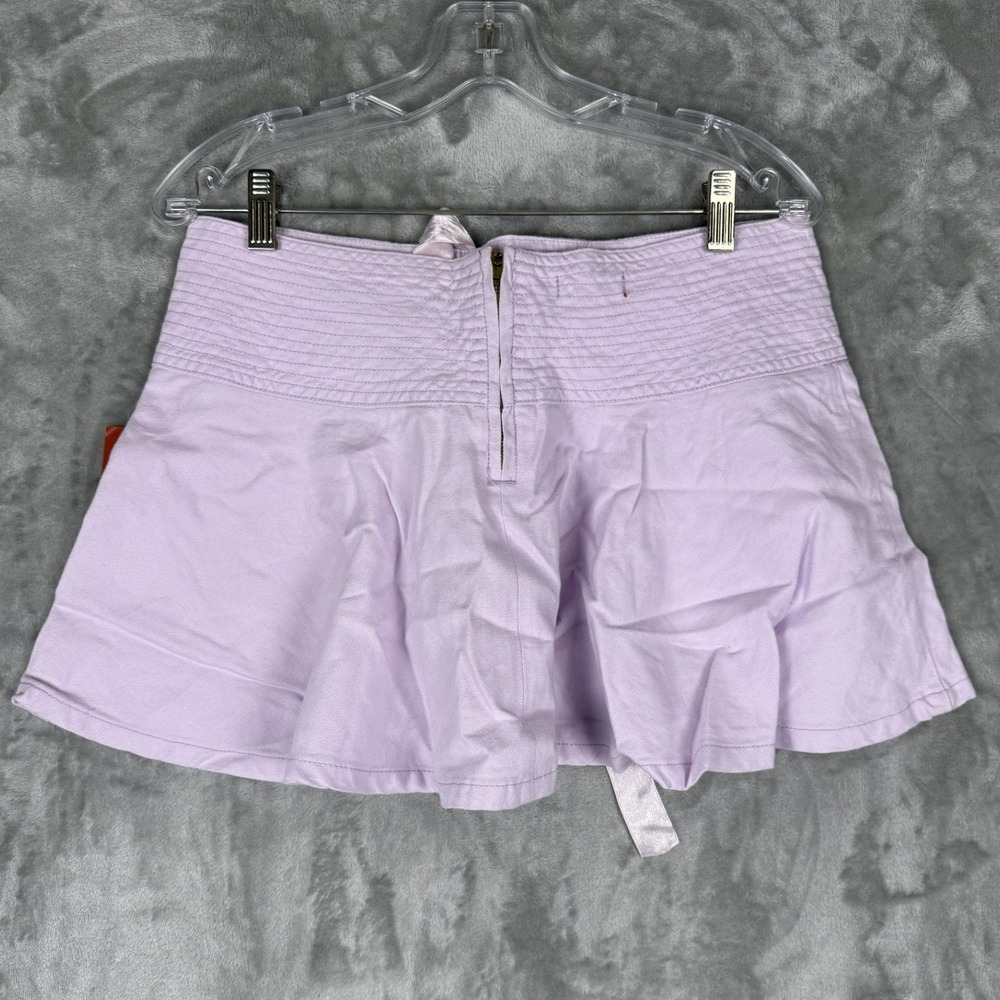 Guess Jeans Women Lavender Smocked Waist Lace Up Mini Skirt‎ Size 28